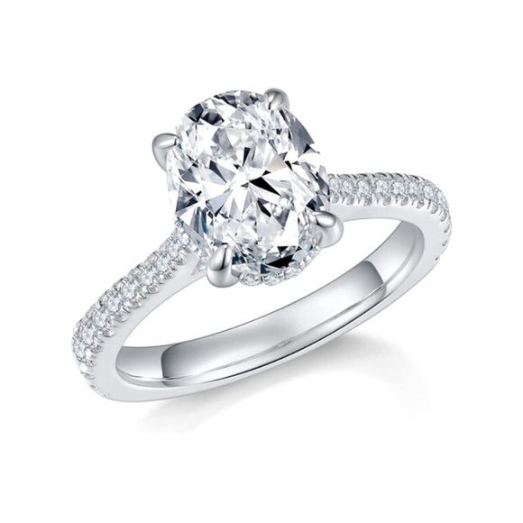 14k Certified 3 ct Colorless VVS1 Diamond Moissanite Ring - Picture 1 of 13